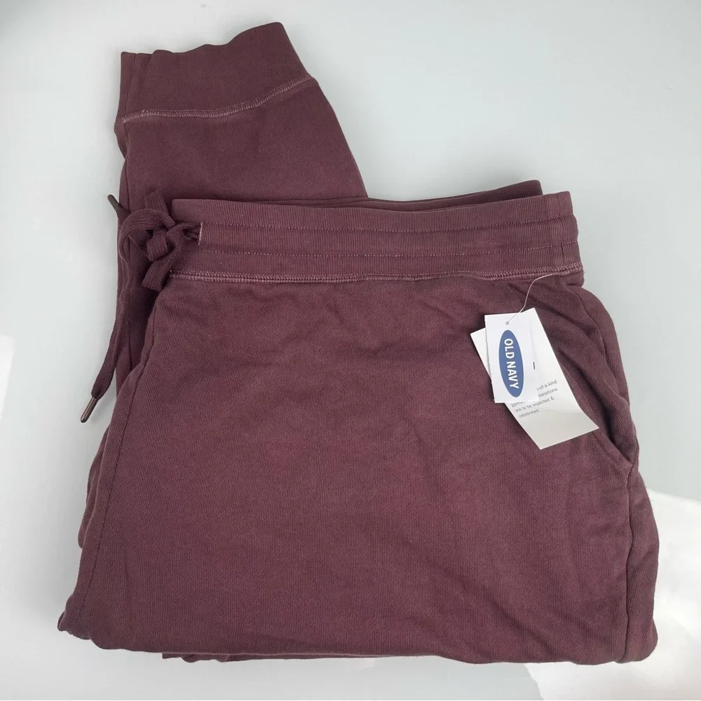 Old Navy Pants Joggers Sweats New Rib Ankle Cuff Tie Waist Fleece High Rise Knit